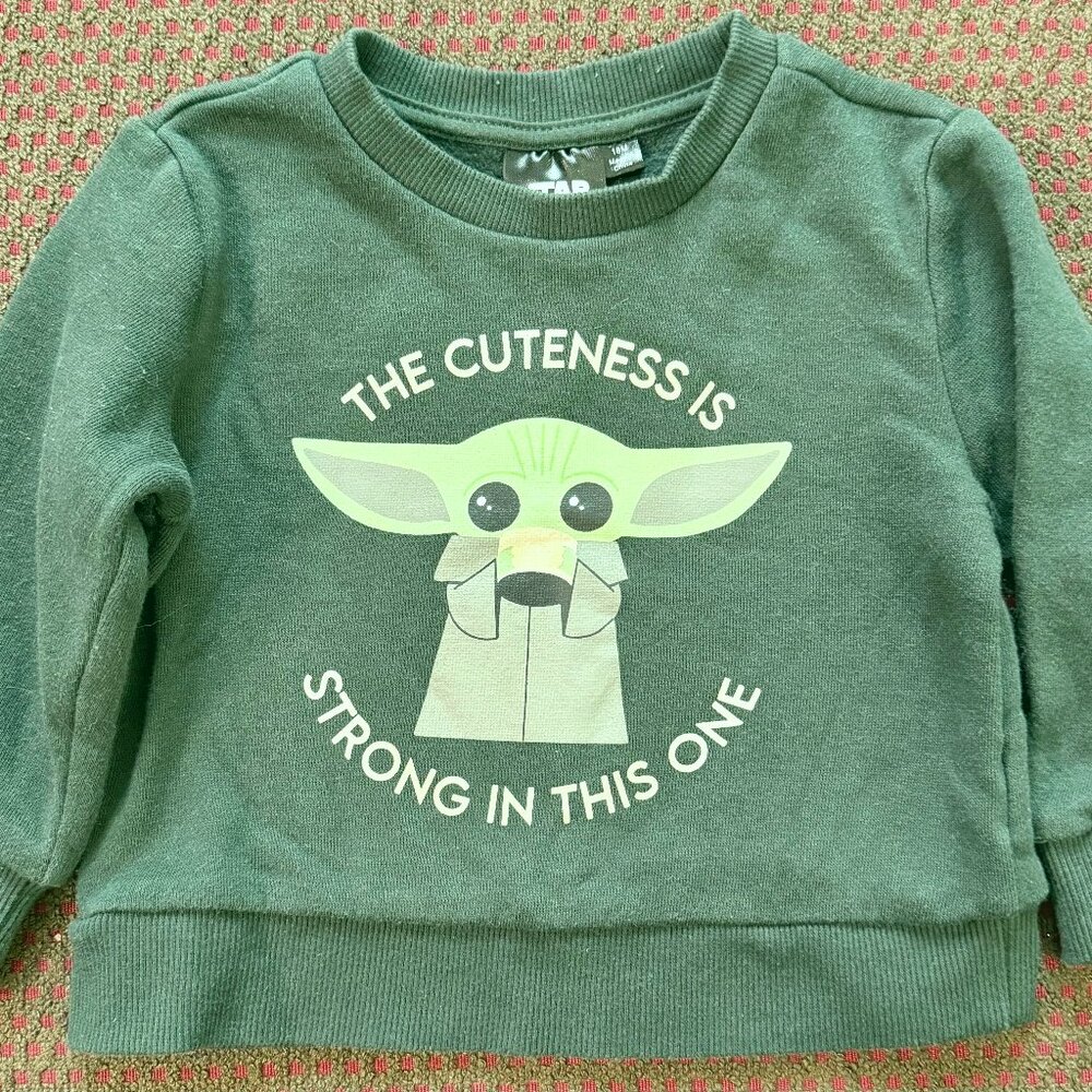 Star Wars Grogu Baby Yoda Sweatshirt 18M Toddler Pullover Cute EUC